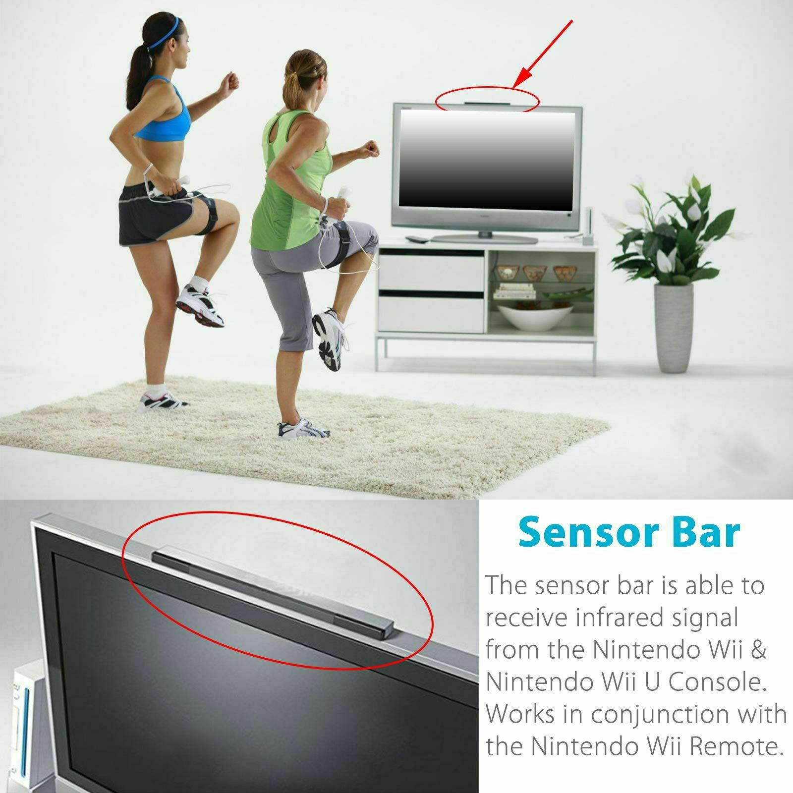 Wired Infrared Ultra Sensor Bar Extended Play Range for  Wii Control