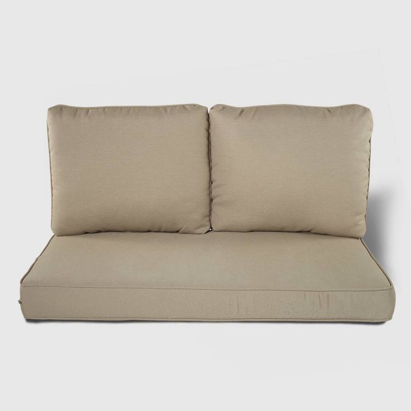 Rolston 3pc Outdoor Replacement Loveseat Sofa Cushion Set Tan - Haven Way
