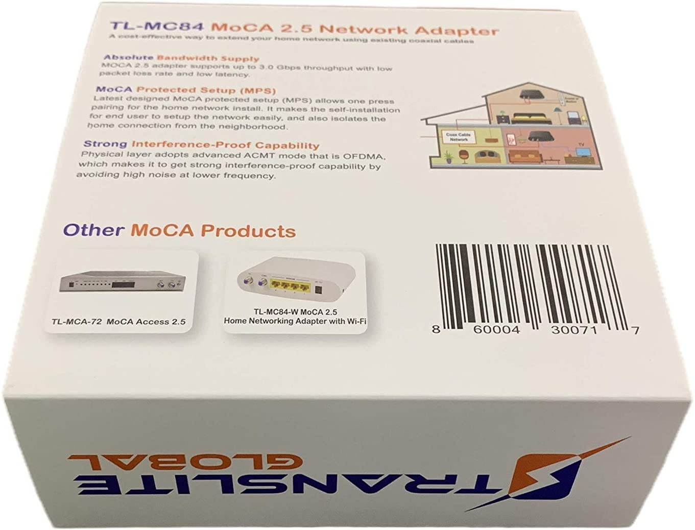 Translite MoCA 2.5 Network Adapter with 2 Gigabit Ethernet Ports - Ethernet Over Coaxial Adapter (Single Piece) | Model: TL-MC84