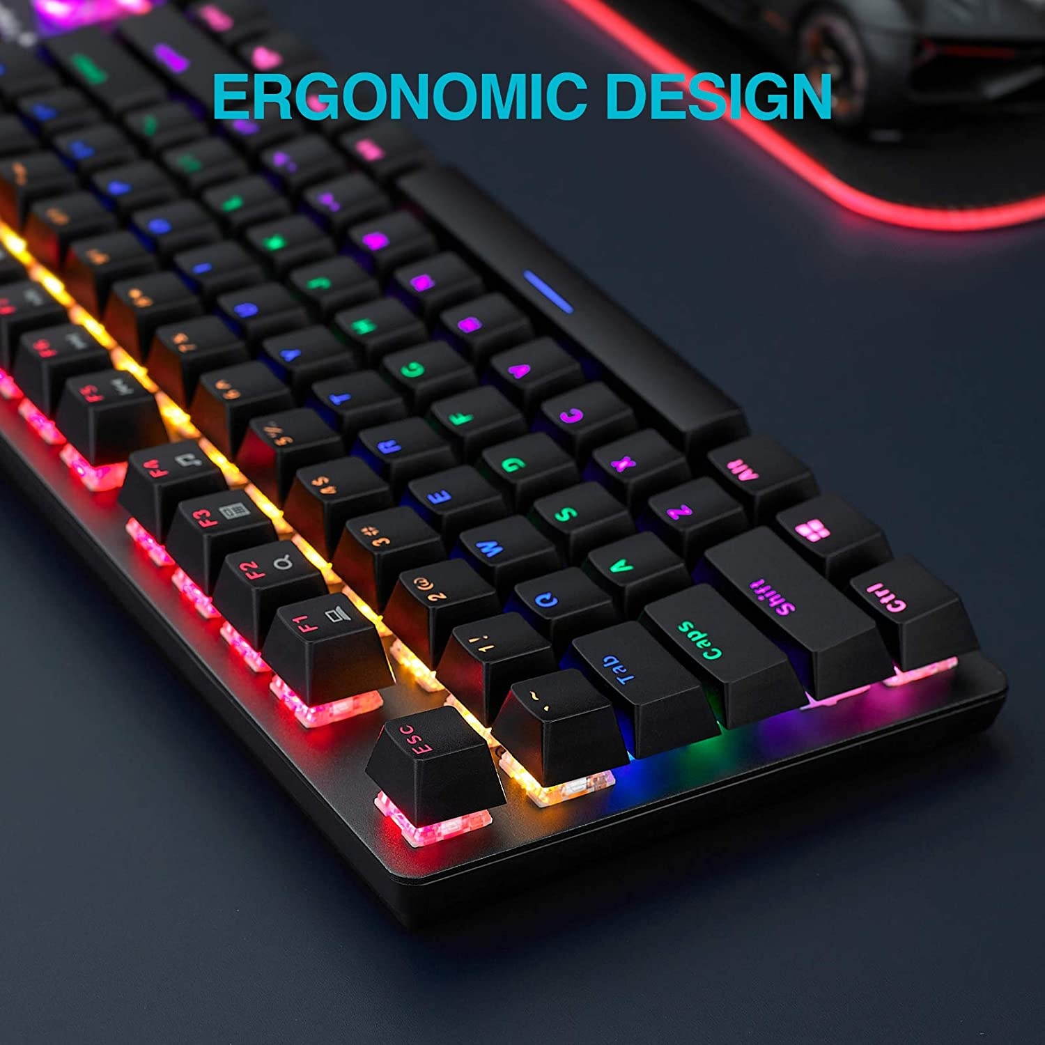 Glorious Modular Mechanical Gaming Keyboard (GMMK)- Barebone Edition (DIY Assembly Required) (Full Size, Black) + Glorious Black Aura Keycaps (Bundle)
