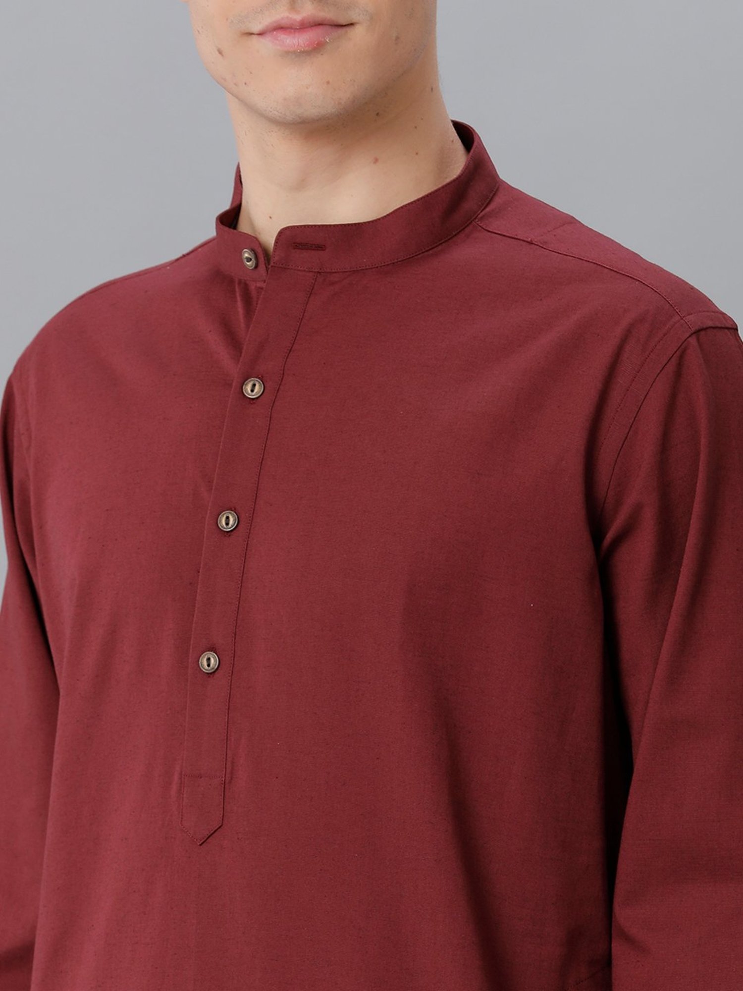 CAVALLO by Linen Club Maroon Regular Fit Kurta