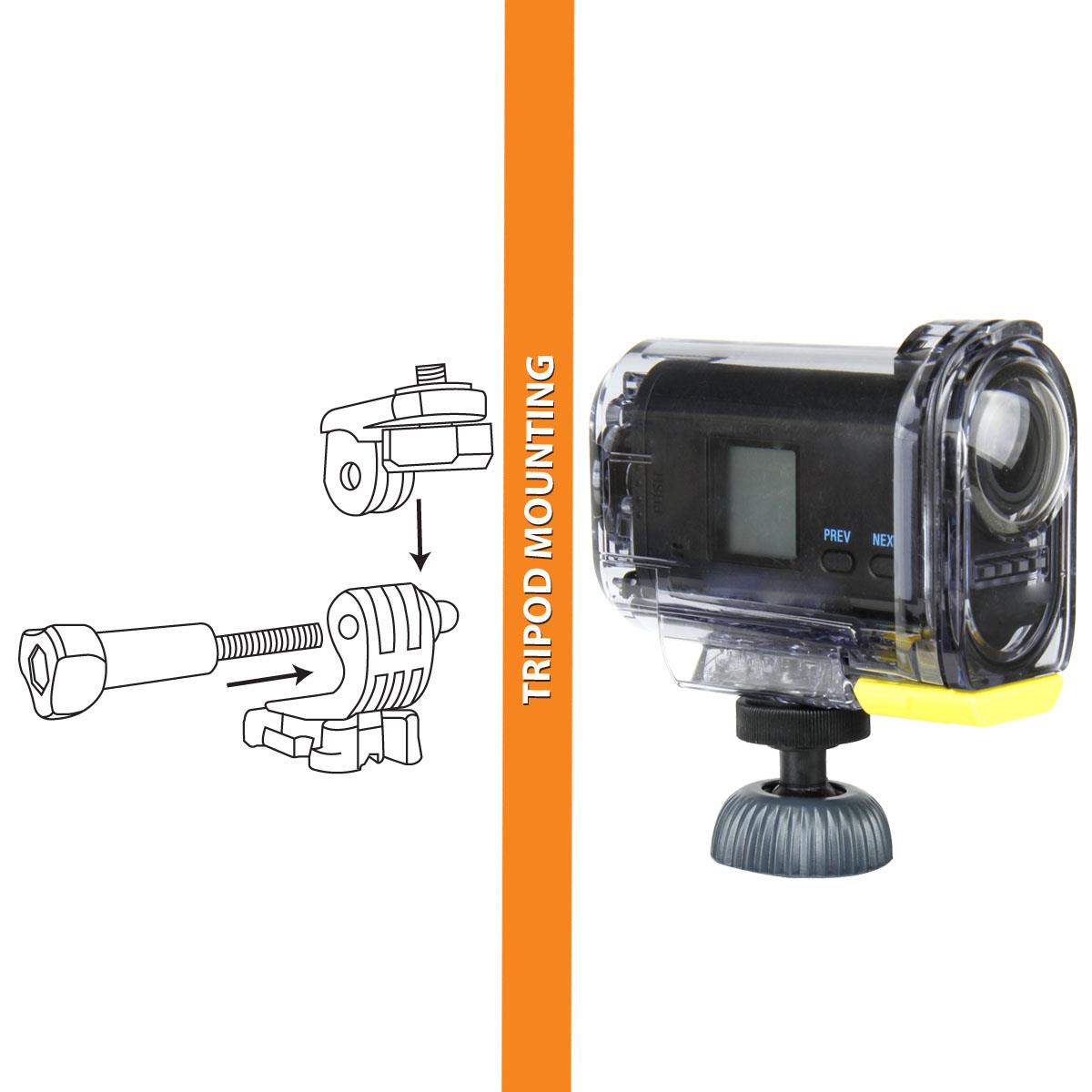 Adjustable Action Stabilizing Handlebar Mount w/ J Hook and Tripod Adapter by USA Gear - Works With Sony 4K FDR-X1000V , HDR-AS10 , HDR-AS100V & More