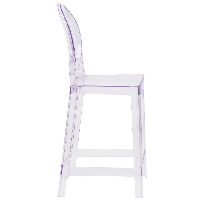 Emma and Oliver Ghost Counter Stool with Oval Back in Transparent Crystal