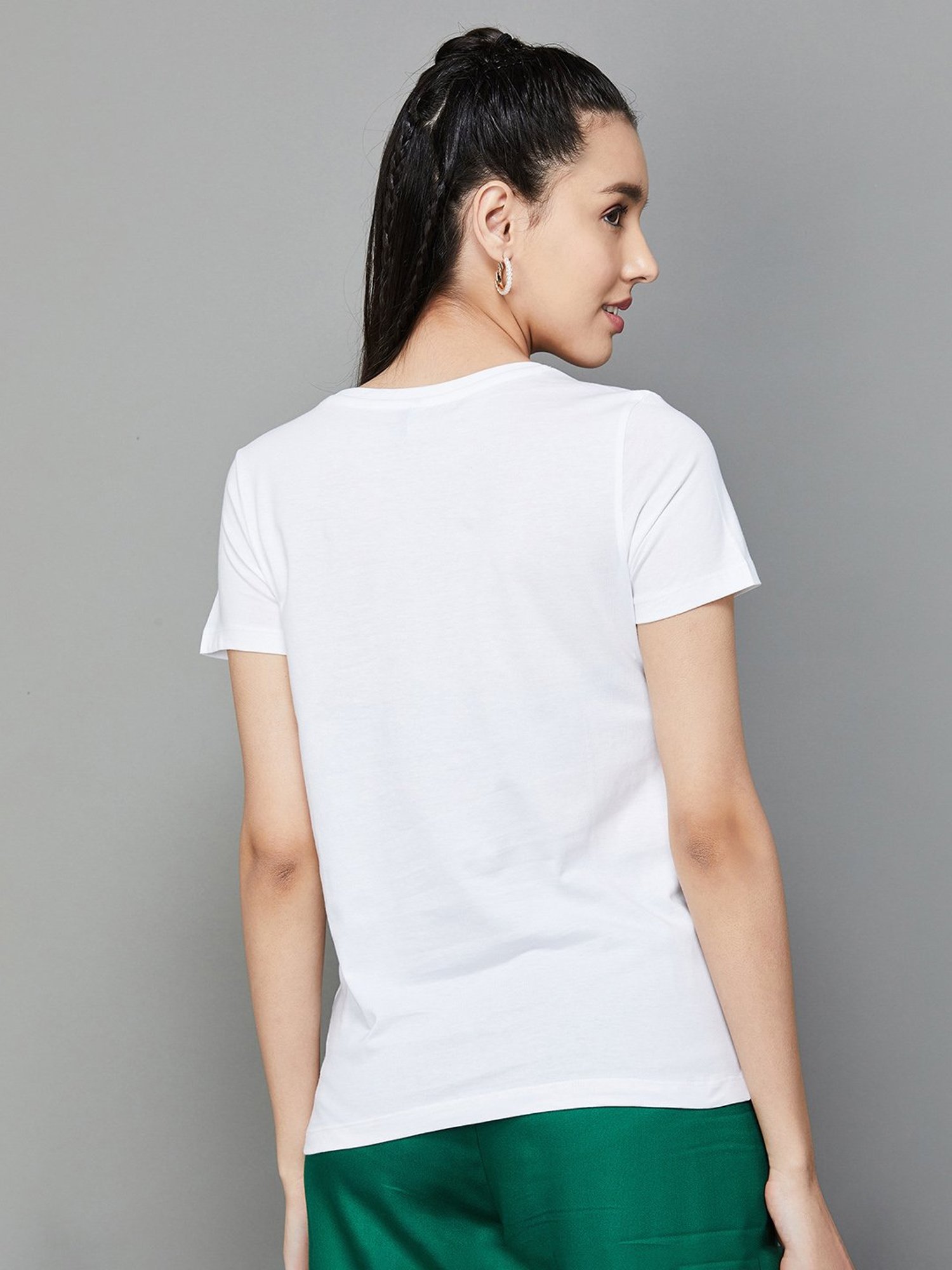 Fame Forever by Lifestyle White Cotton Printed T-Shirt