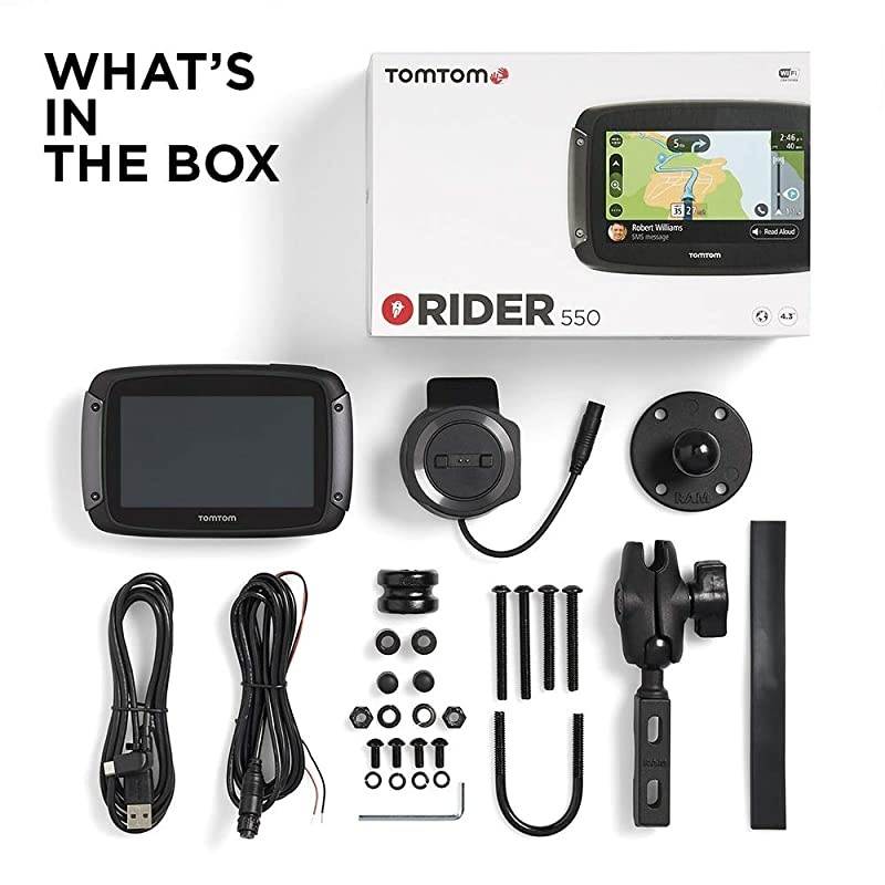 Rider 550 Motorcycle GPS Navigation Device, 4.3 Inch, with World Maps, Motorcycle Specific Winding and Hilly Roads, Updates via WiFi, Traffic and Speed Cams, Compatible with Siri and Google Now