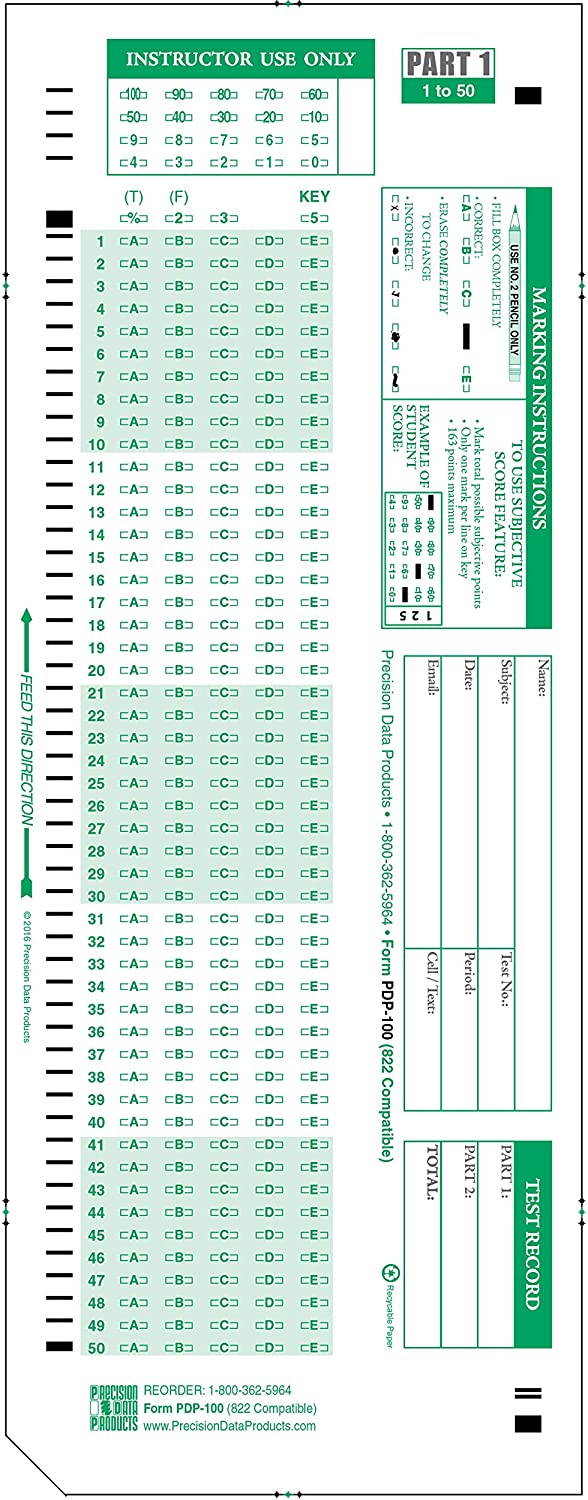 PDP-100 (500/pkg) 882 E Compatible Testing Forms