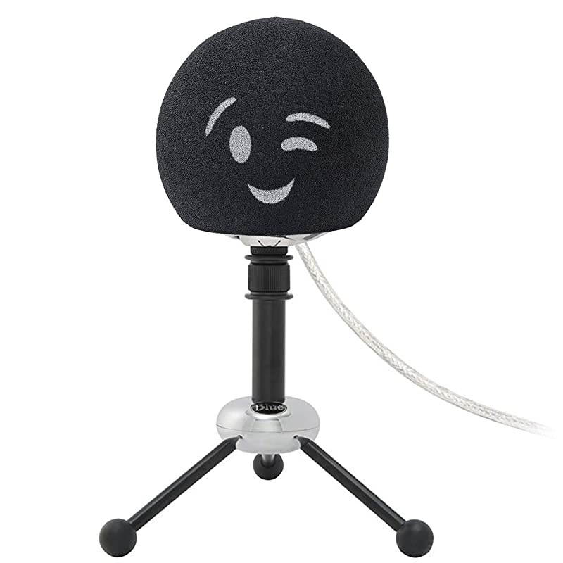 Blue Snowball Pop Filter Customizing Microphone Windscreen Foam Cover for Improve Blue Snowball iCE Mic Audio Quality Smile