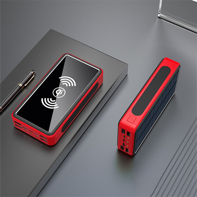 900000mAh  Qi Built-in Wireless Charge Power Bank Solar Mobile Power 4usb Charger 9V4A External Battery Bank