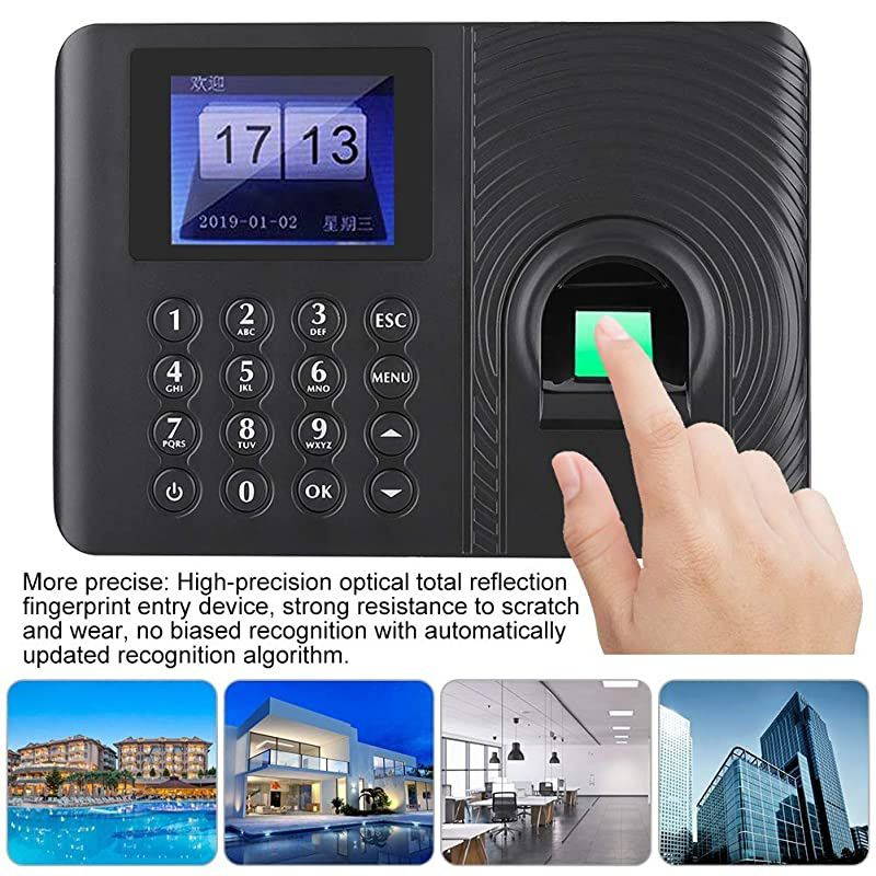 Fingerprint Password Time Attendance Machine Employee Checkingin Recorder Recognition Device Access Control 24in HighDefinition Color LCD Screen Attendance ControllerUS Plug