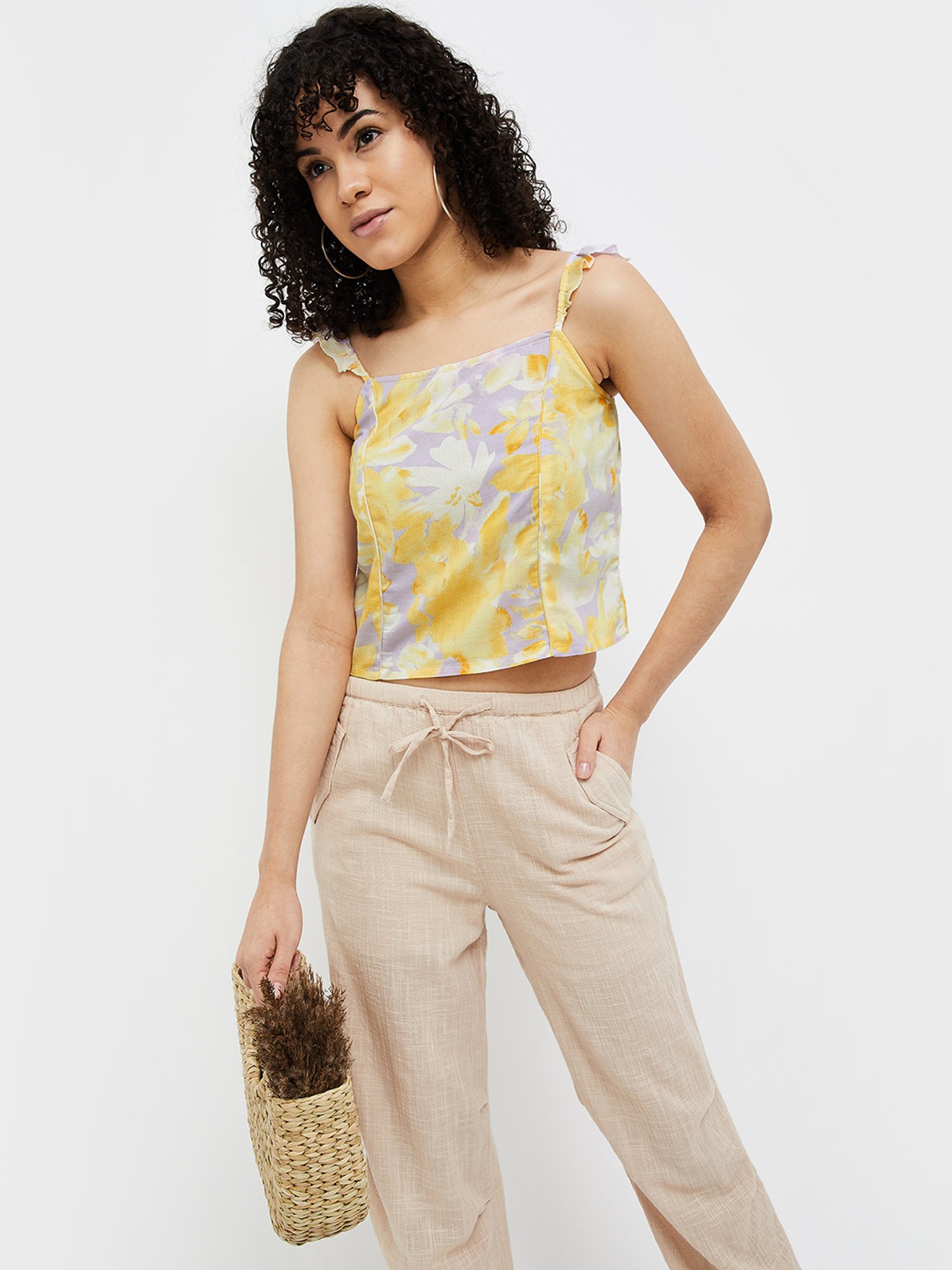 Ginger by Lifestyle Multicolor Printed Crop Top