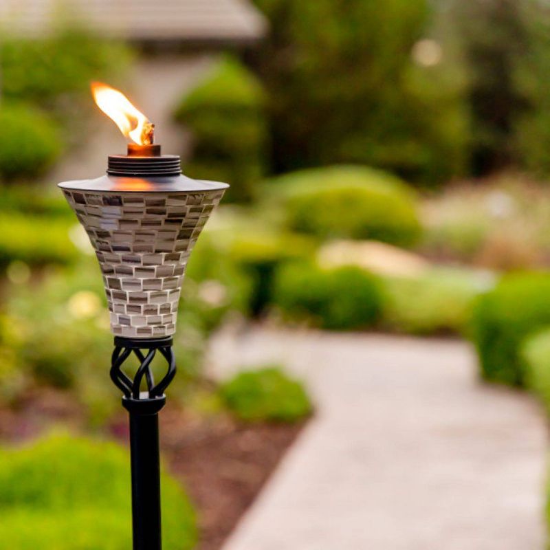 Tiki Brand 62" Hosta Metal Torch Gray Mosaic