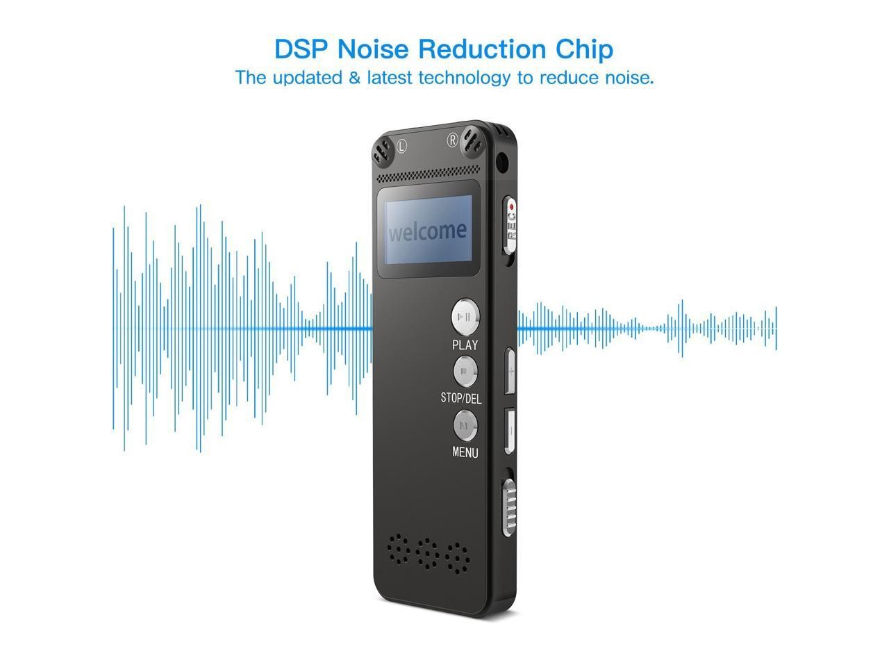 Digital Voice Recorder [2018 Upgraded Version] Audio Recorder for Lectures 8GB PCM Linear Sound Recorder with Micro USB & MP3 Player Microphone Noise Reduction --By Werleo (black Recorder)
