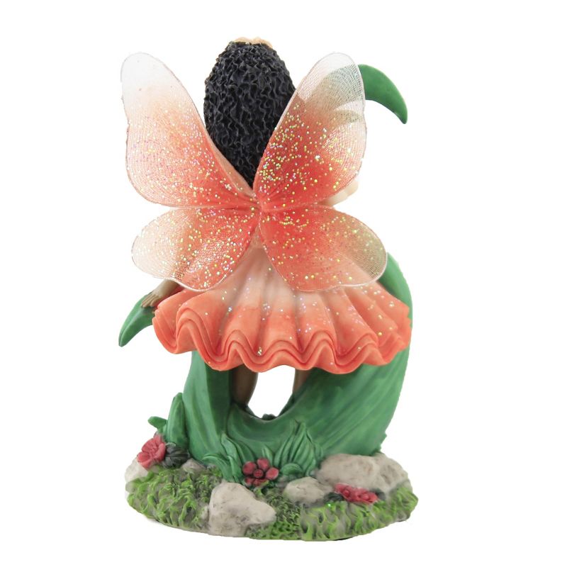 Black Art 5.75" Child Fairy Red Figurine Flowers  -  Decorative Figurines