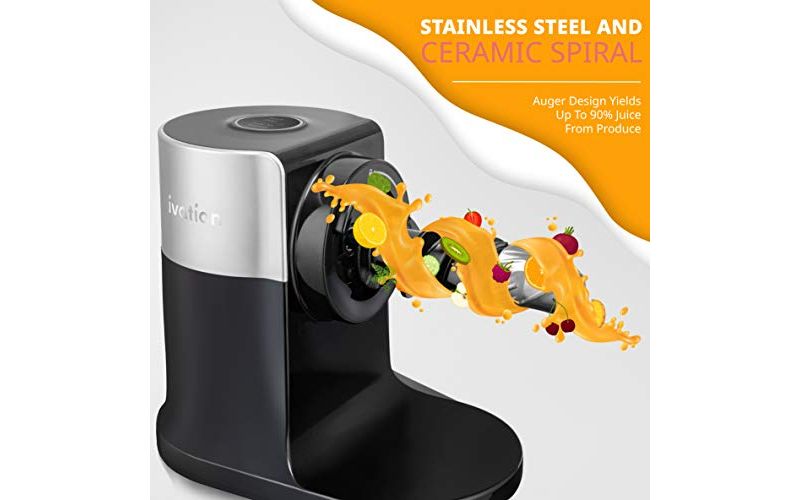 Ivation Slow Masticating Juicer Machine, 70 RPM Horizontal Juice Extractor Cold Press Juicer, Easy to Clean with Quiet Motor and Reverse