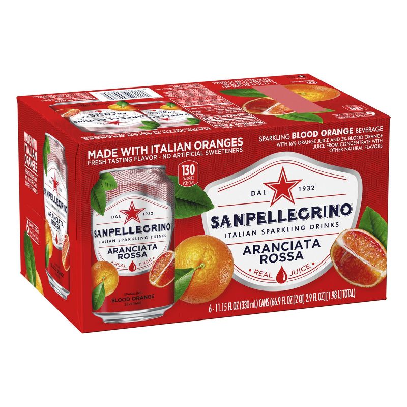 Sanpellegrino Blood Orange/Aranciata Rossa Italian Sparkling Drinks - 6pk/11.15 fl oz Cans