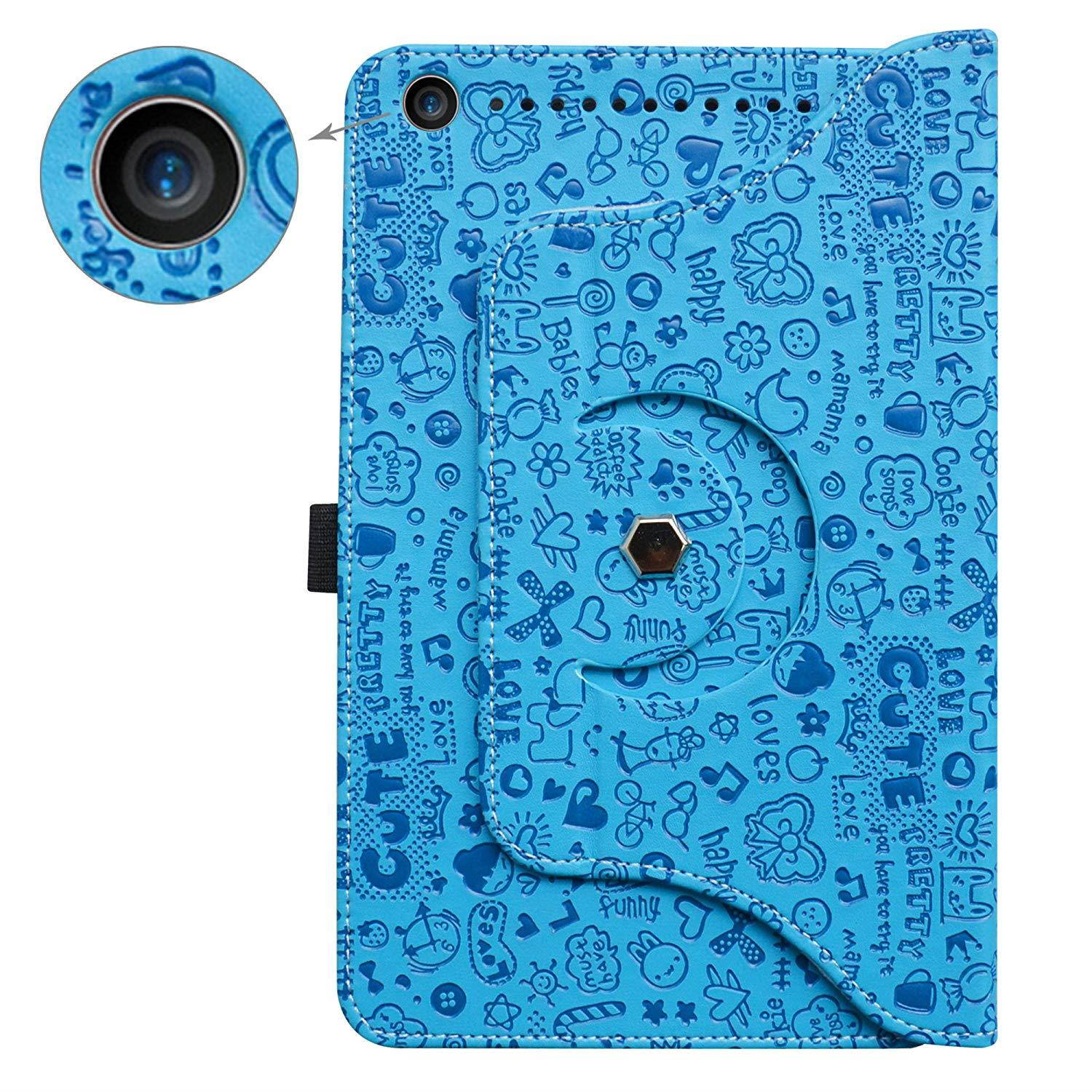 Sprint Slate 8" Tablet Rotating Case,Mama Mouth 360 Degree Rotary Stand with Cute Cover for 8" Sprint Slate 8 (AQT80) / Sprint Slate 8 Plus Android Tablet,Blue