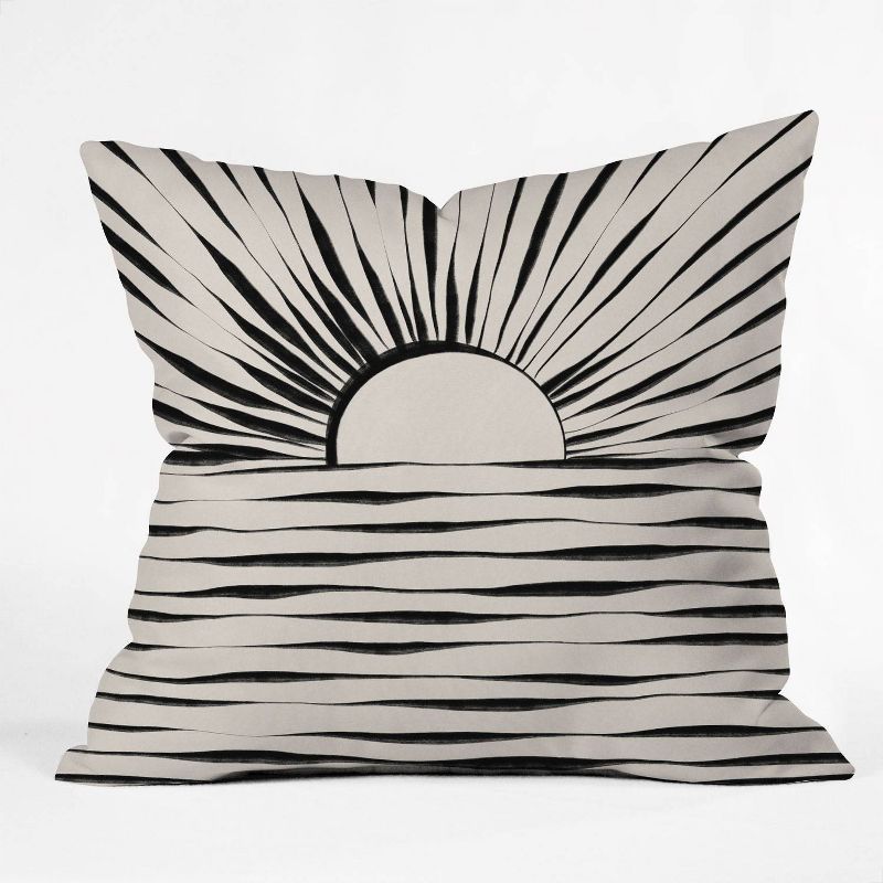 16"x16" Alisa Galitsyna Minimal Sunrise Sunset Throw Pillow Black - society6