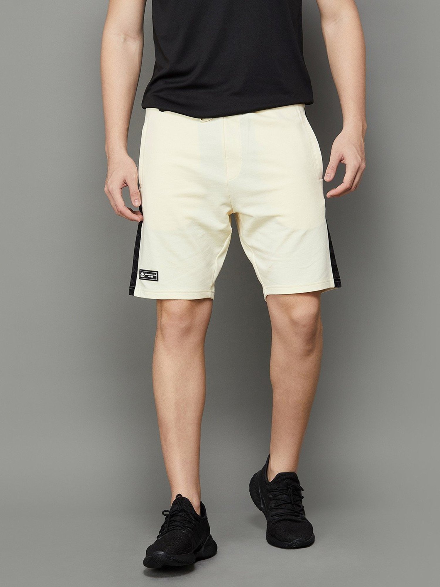 KAPPA Off White Cotton Regular Fit Shorts