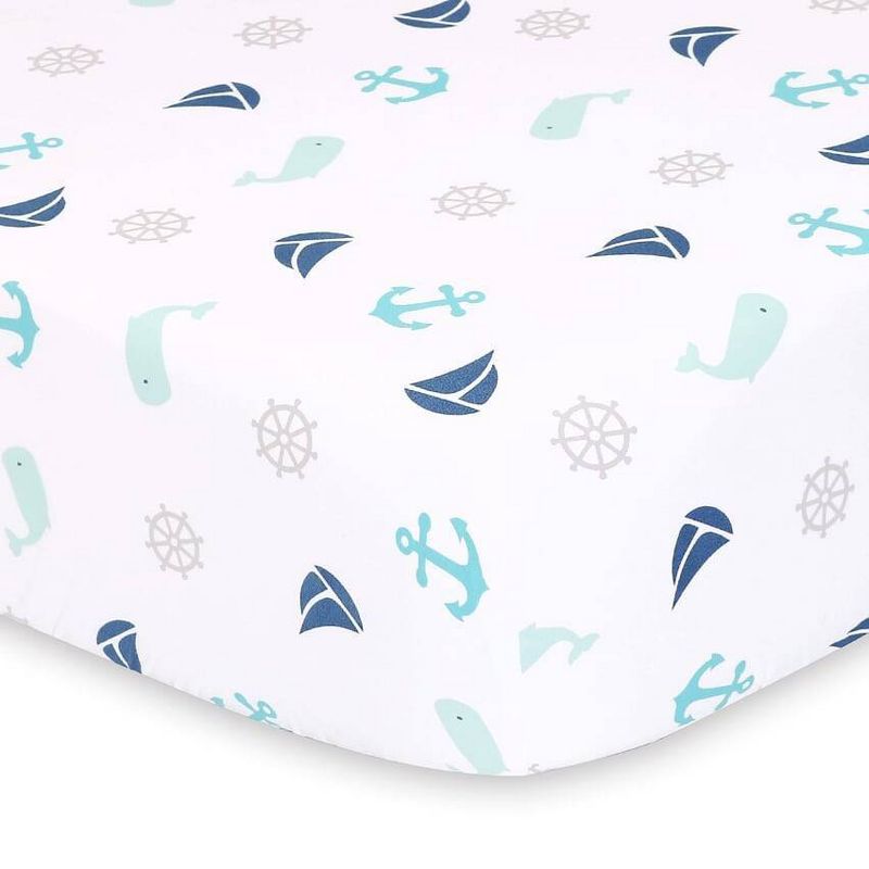 The Peanutshell Sheets Nautical/Blue and Green Stripe 2pk