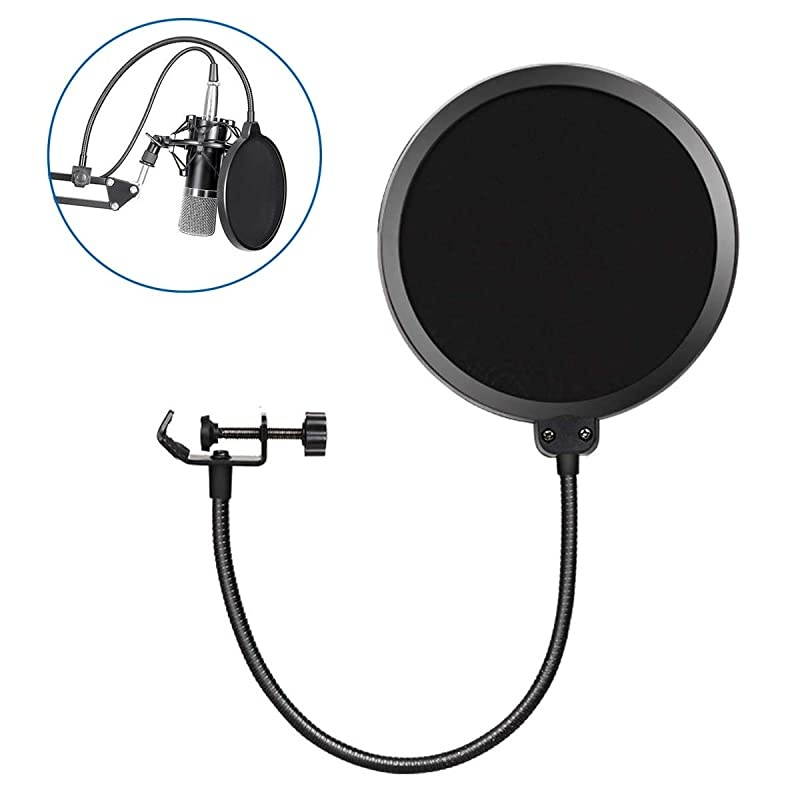 Pop Filter Professional 6 Inches Round Wind Screen Shield Compatible with Blue Yeti Nano X At2020 and Any Other , Dual Layered With 360&deg; Gooseneck Clip