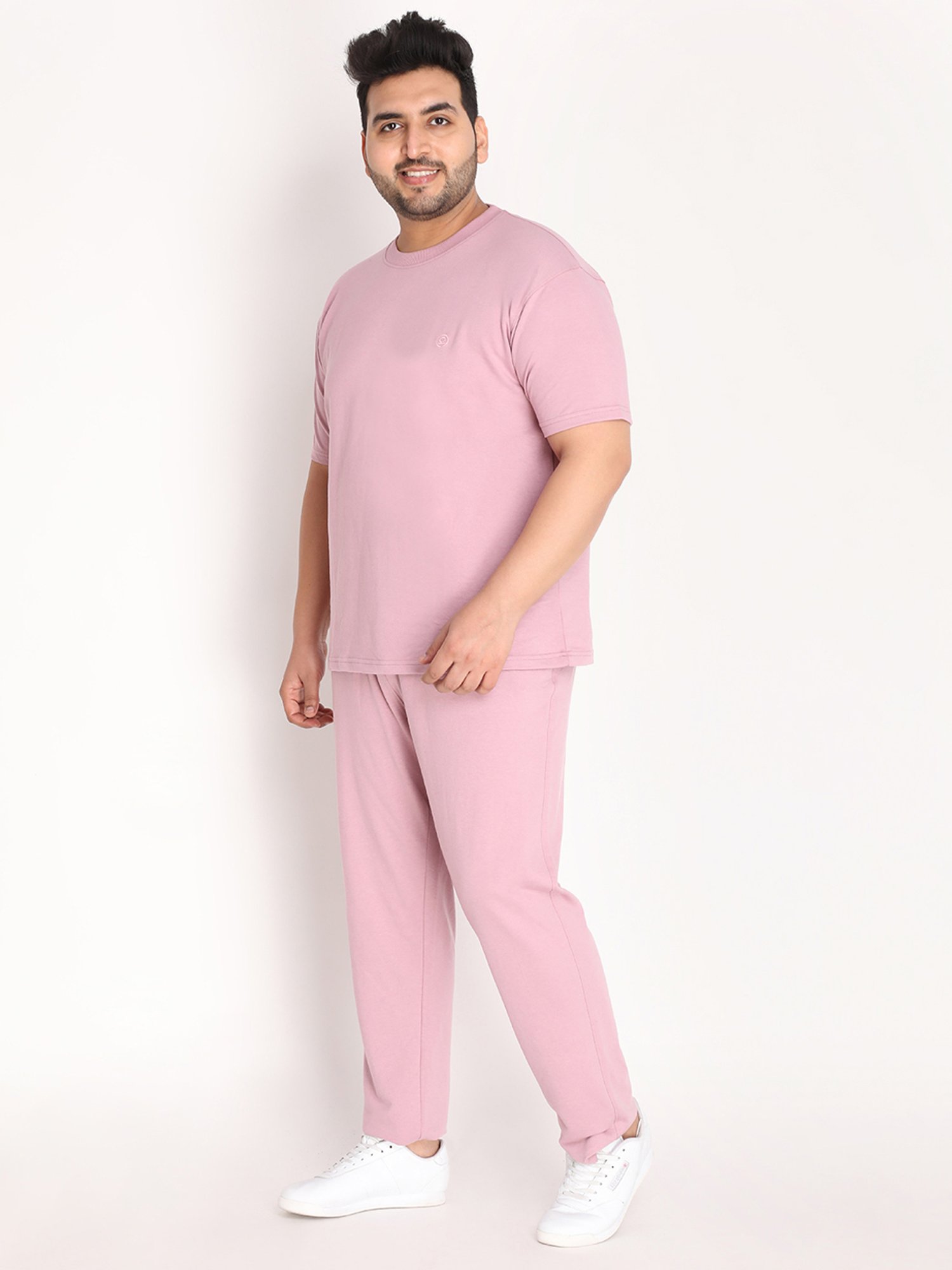 Chkokko Pastel Pink Cotton Relaxed Fit Track Suit