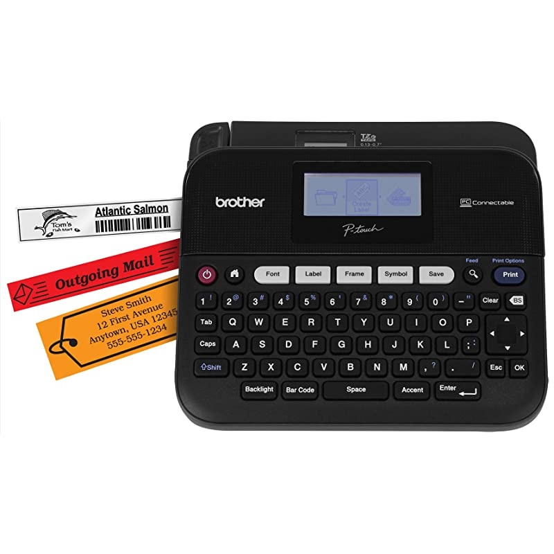P-touch, PTD450, PC-Connectable Label Maker, Split-Back Tapes, 7 Font Sizes, One-Touch Keys, Black