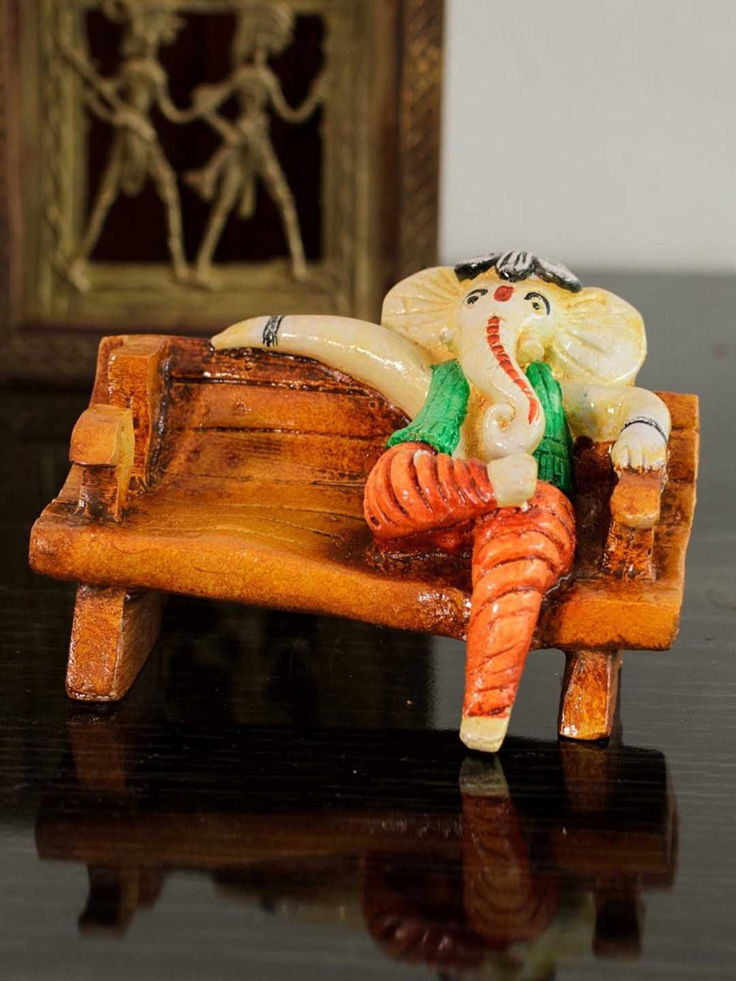 eCraftIndia Polyresin Lord Ganesha in McDonald Style Visiting Card Holder