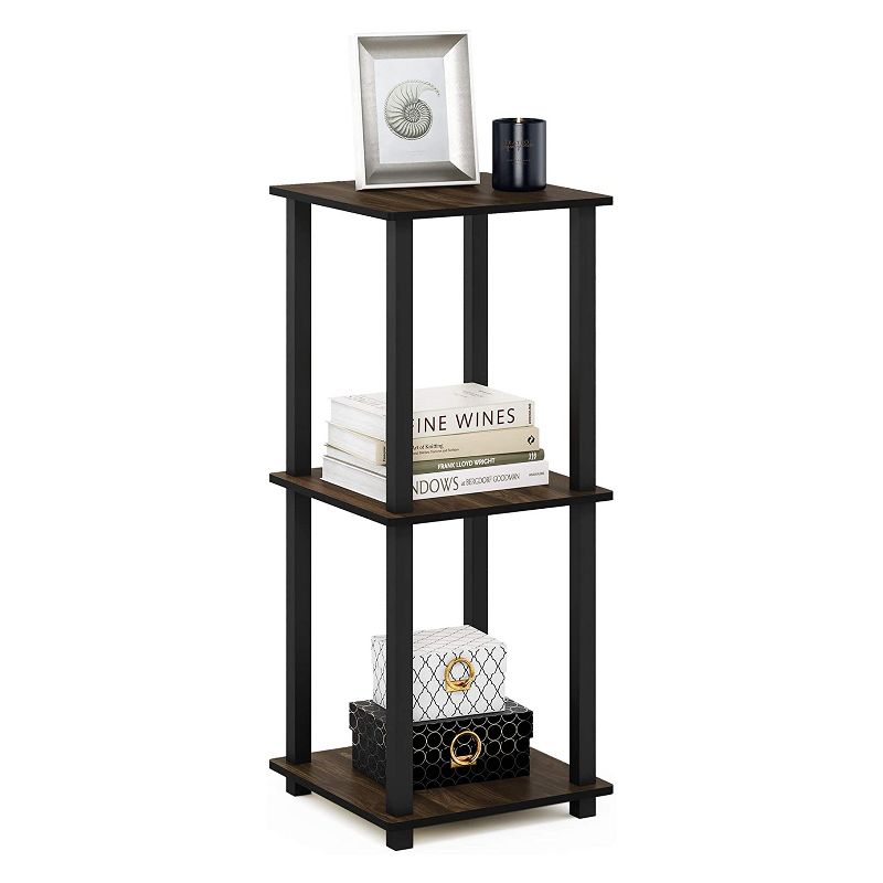 Furinno Furniture Simplistic Wooden Sturdy Square Flat Top Indoor Home Decor End Tables for Bedrooms and Living Rooms, Walnut (2 Pack)