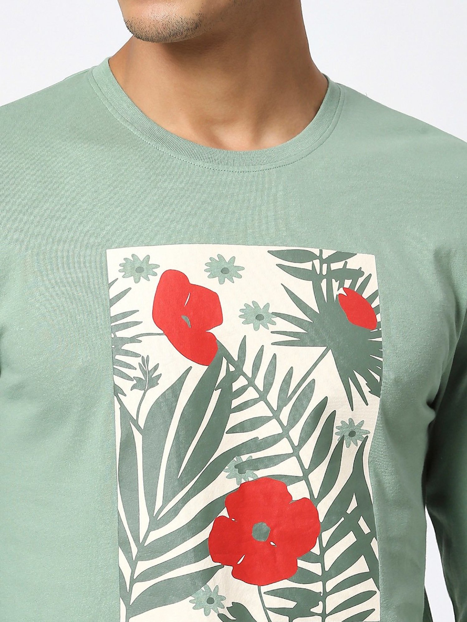 Being Human Mint Green Regular Fit Graphic Print Crew T-Shirt