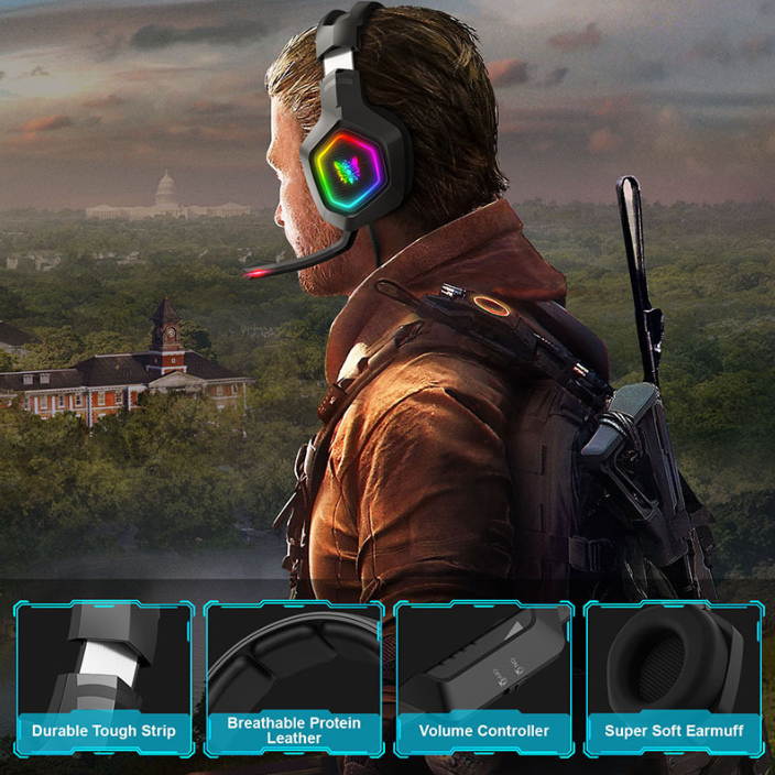 Headphone Breathing Light K10RGB Headphones English Listening Speaking Test Headphone Luminous Gaming Headphone Microphone