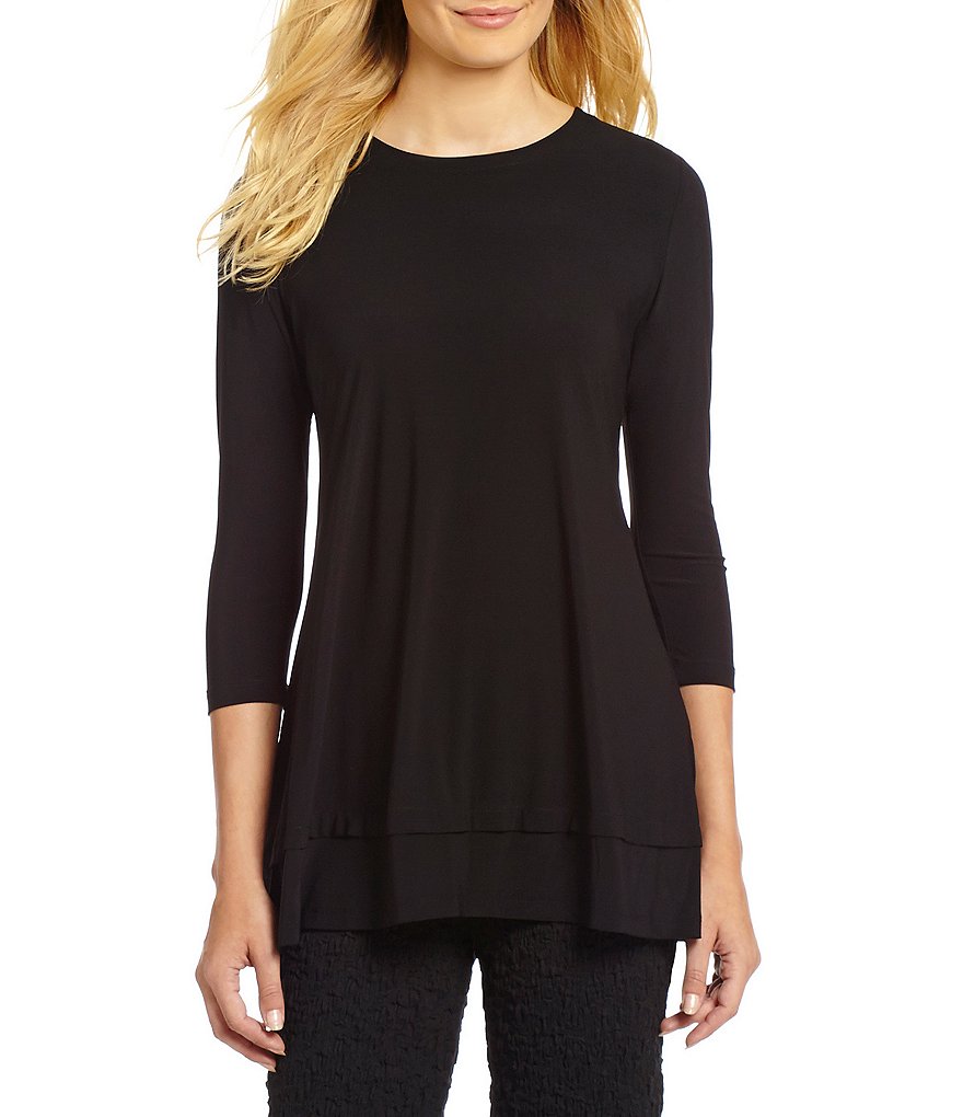IC Collection Round Neck 3/4 Sleeve Knit Jersey Layered Tunic