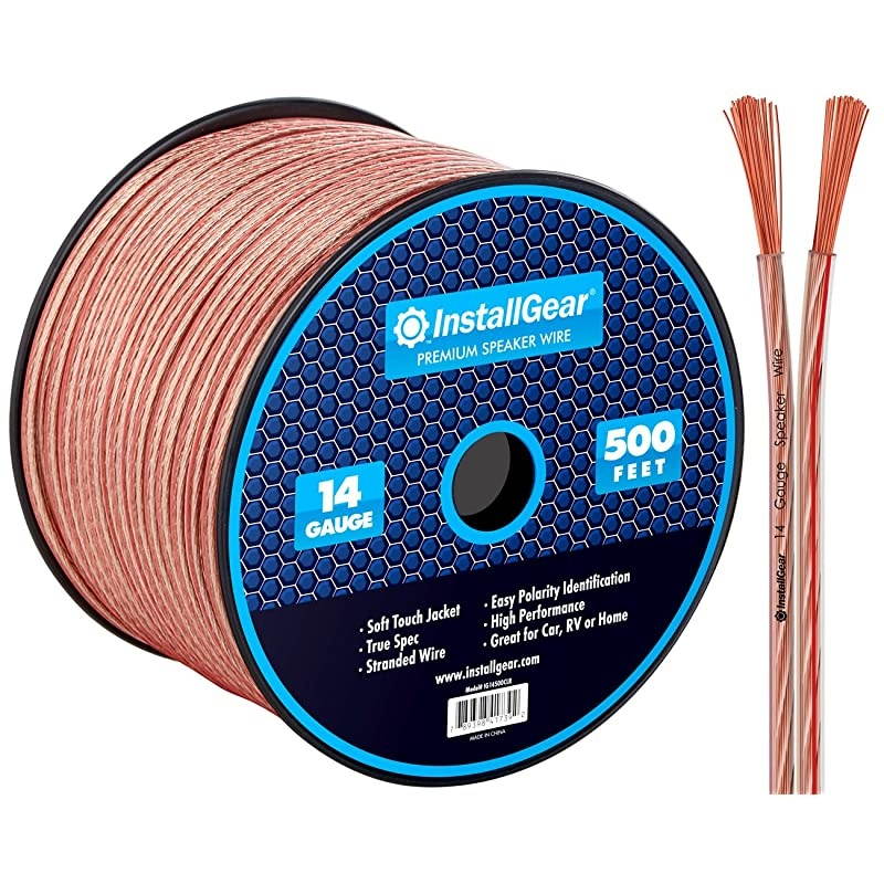 14 Gauge AWG 500ft Speaker Wire Cable Clear