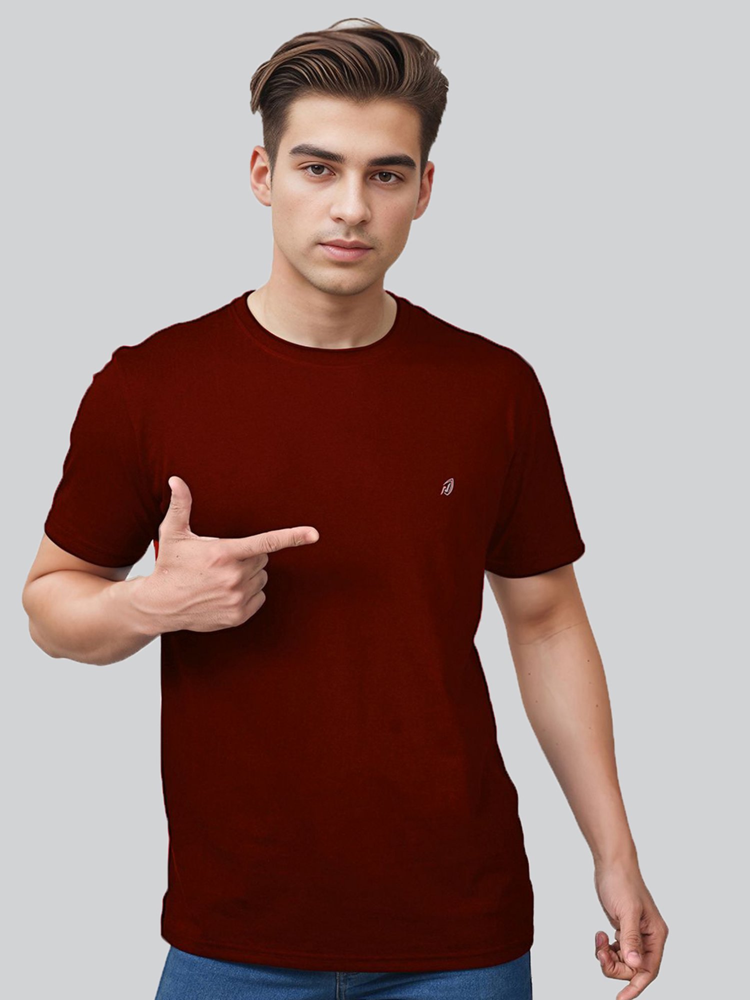 Lux Nitro Maroon & Green Regular Fit T-Shirt