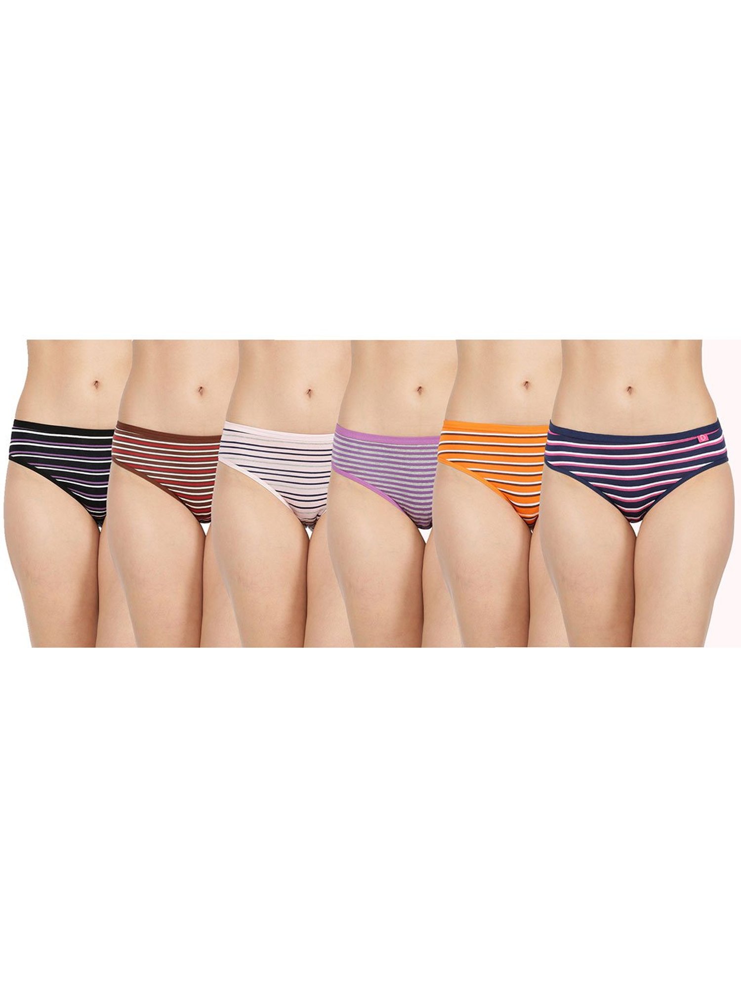 Dollar Missy Multicolor Striped Hipster Panty (Pack  of 6)