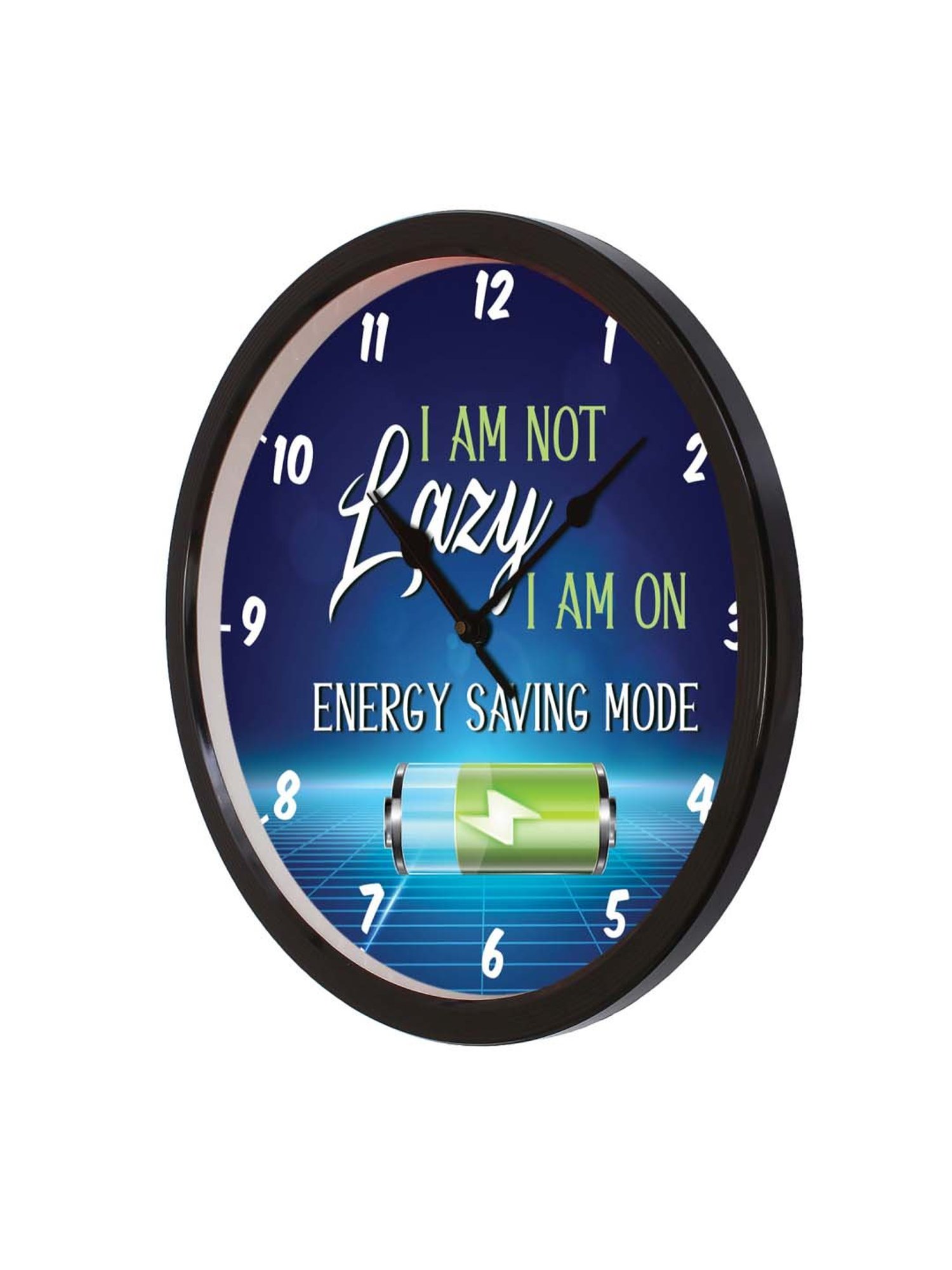 eCraftIndia 'I Am Not Lazy...' Designer Round Analog Black Wall Clock