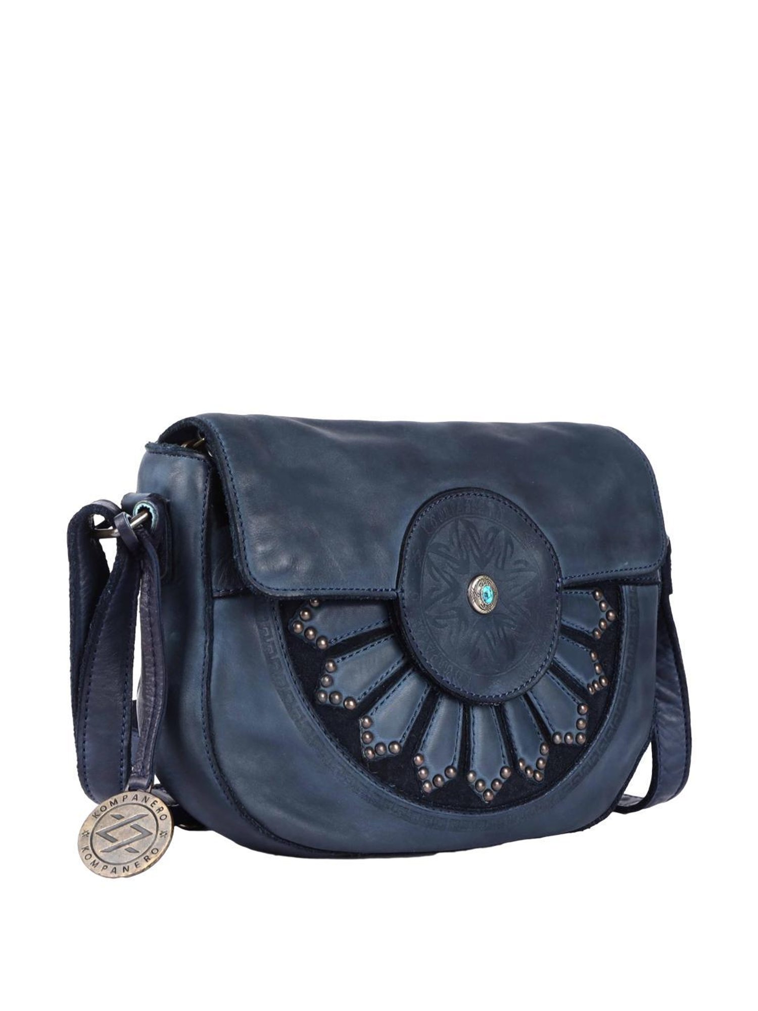 KOMPANERO Nova Blue Textured Sling Handbag