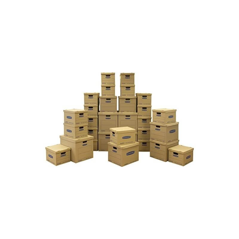 SmoothMove Classic Moving Kit Boxes, Tape-Free Assembly, Easy Carry Handles,)20 Small 5 Medium 5 Large, 30 Pack (7716501 , Brown