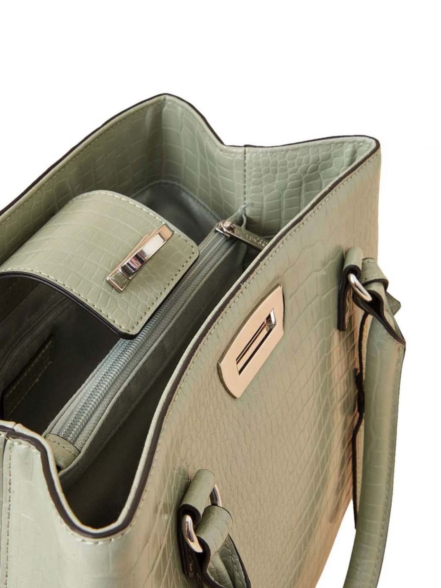 Accessorize London Green Textured Medium Handbag