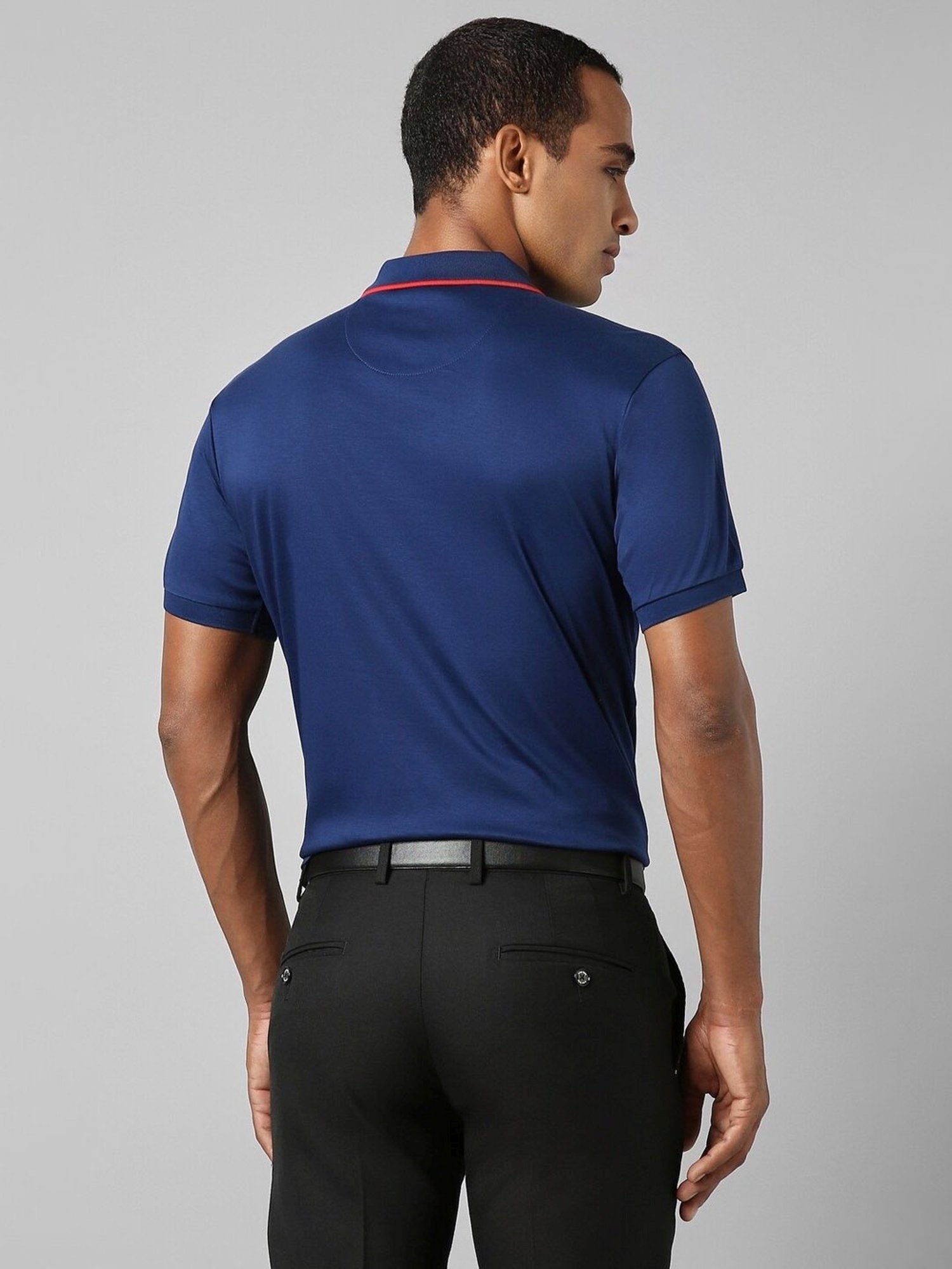 Allen Solly Blue Cotton Regular Fit Polo T-Shirt