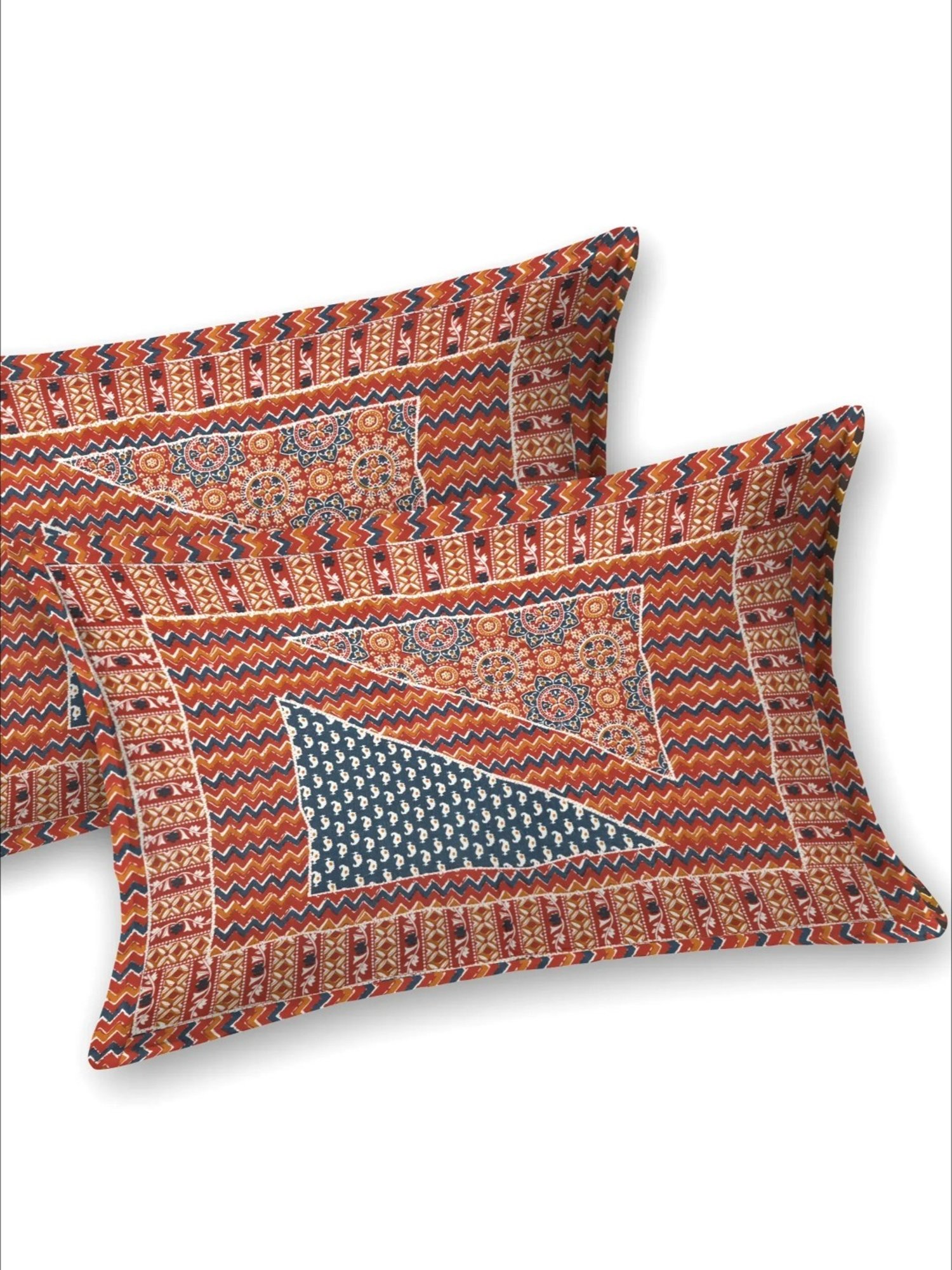 Living Roots Printed Maroon 150 TC Cotton Bedsheet with 2 Pillow Covers