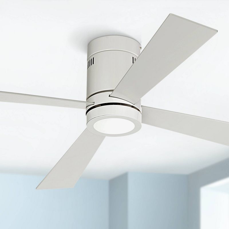 52" Casa Vieja Modern Hugger Ceiling Fan with Light LED Flush Mount Remote Control Opal White for Living Room Kitchen Bedroom