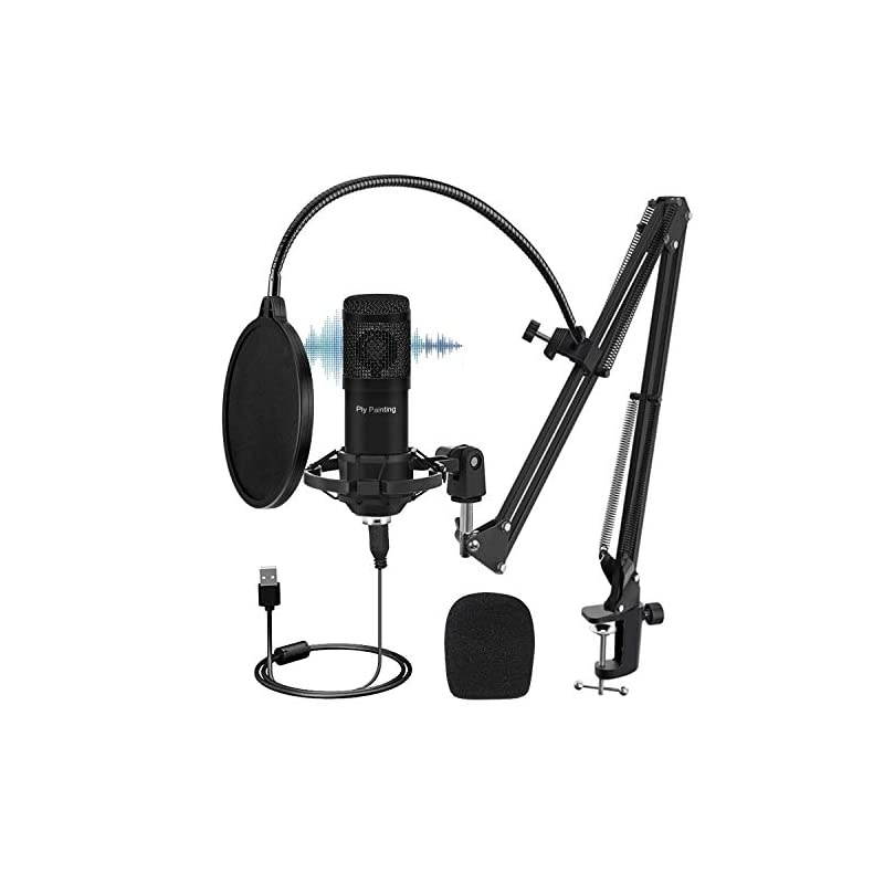 USB Microphone Kit,  Cardioid Condenser Microphone Kit with 192KHZ/30Bit Studio Mic Sound Chipset Scissor Arm, Plug & Play Recording Microphone for PC Gaming Streaming Podcasting YouTube