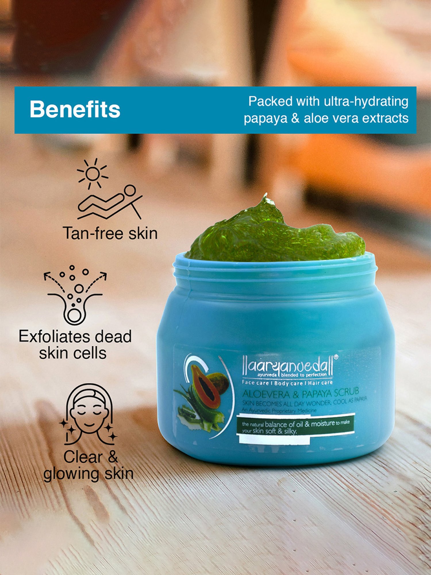 Aryanveda Aloevera and Papaya Face Scrub - 400 ml