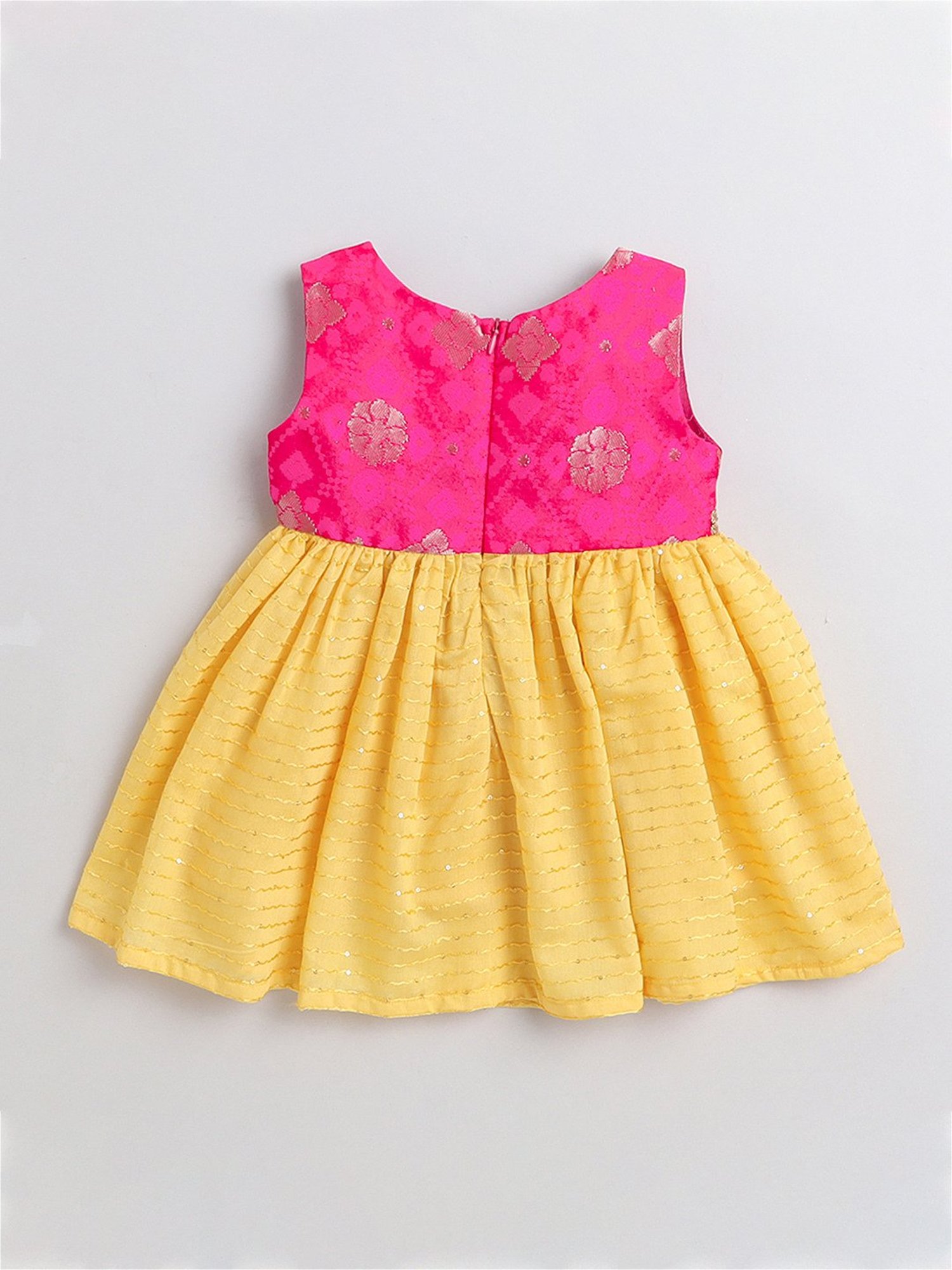 Many Frocks Kids Pink & Yellow Printed Dress