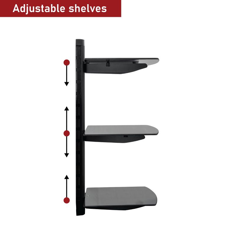 MegaMounts 3 Shelf Tempered Glass Multimedia Mounting Unit