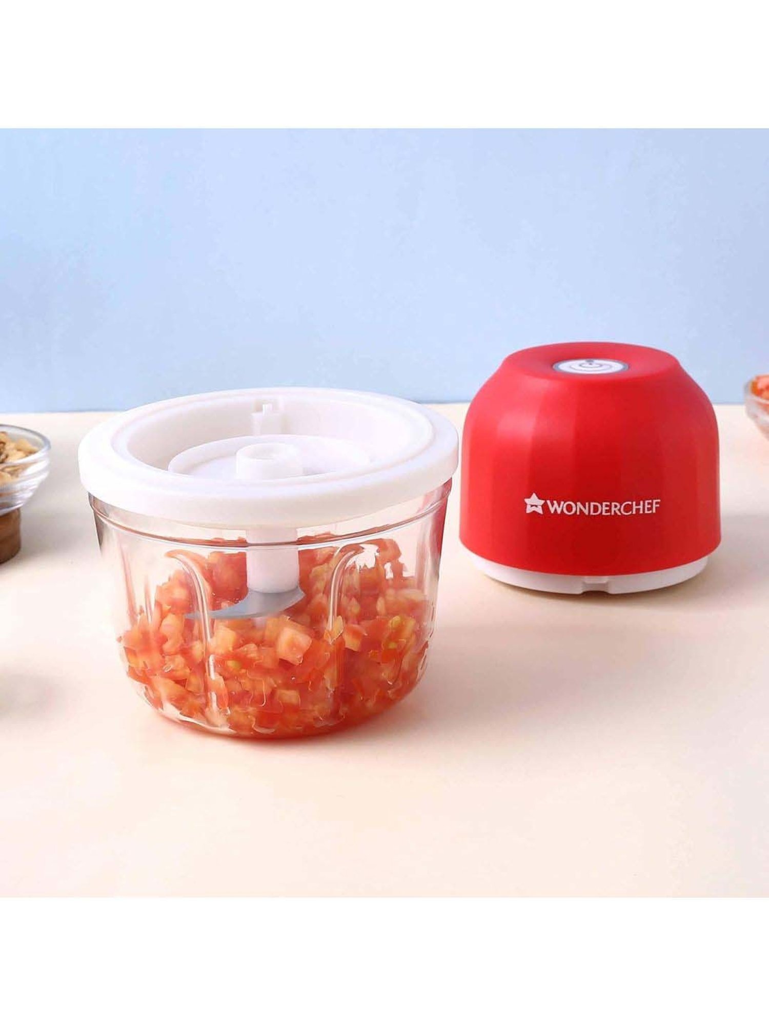 Wonderchef Zippy Rechargeable Wireless 30W Electric Cordless Chopper (350ML, Red & White)