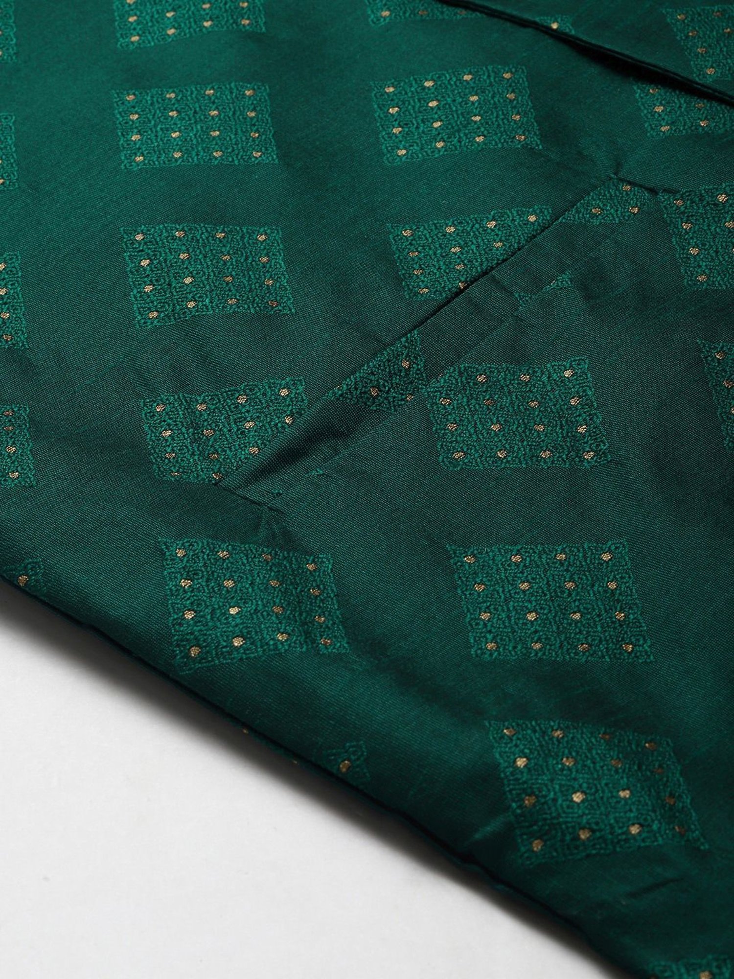 Sojanya Green Regular Fit Self Pattern Nehru Jacket