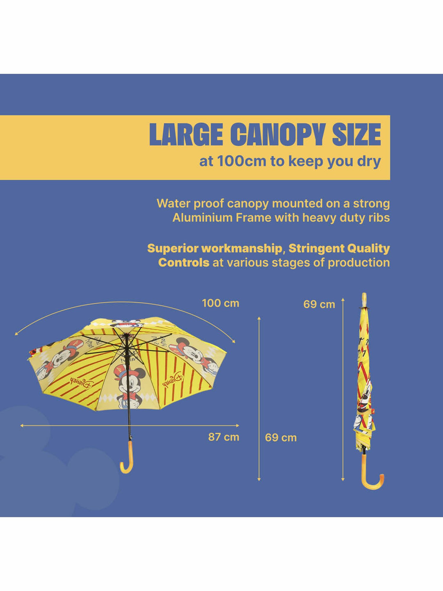 Citizen Yellow Printed Free Size Umbrella