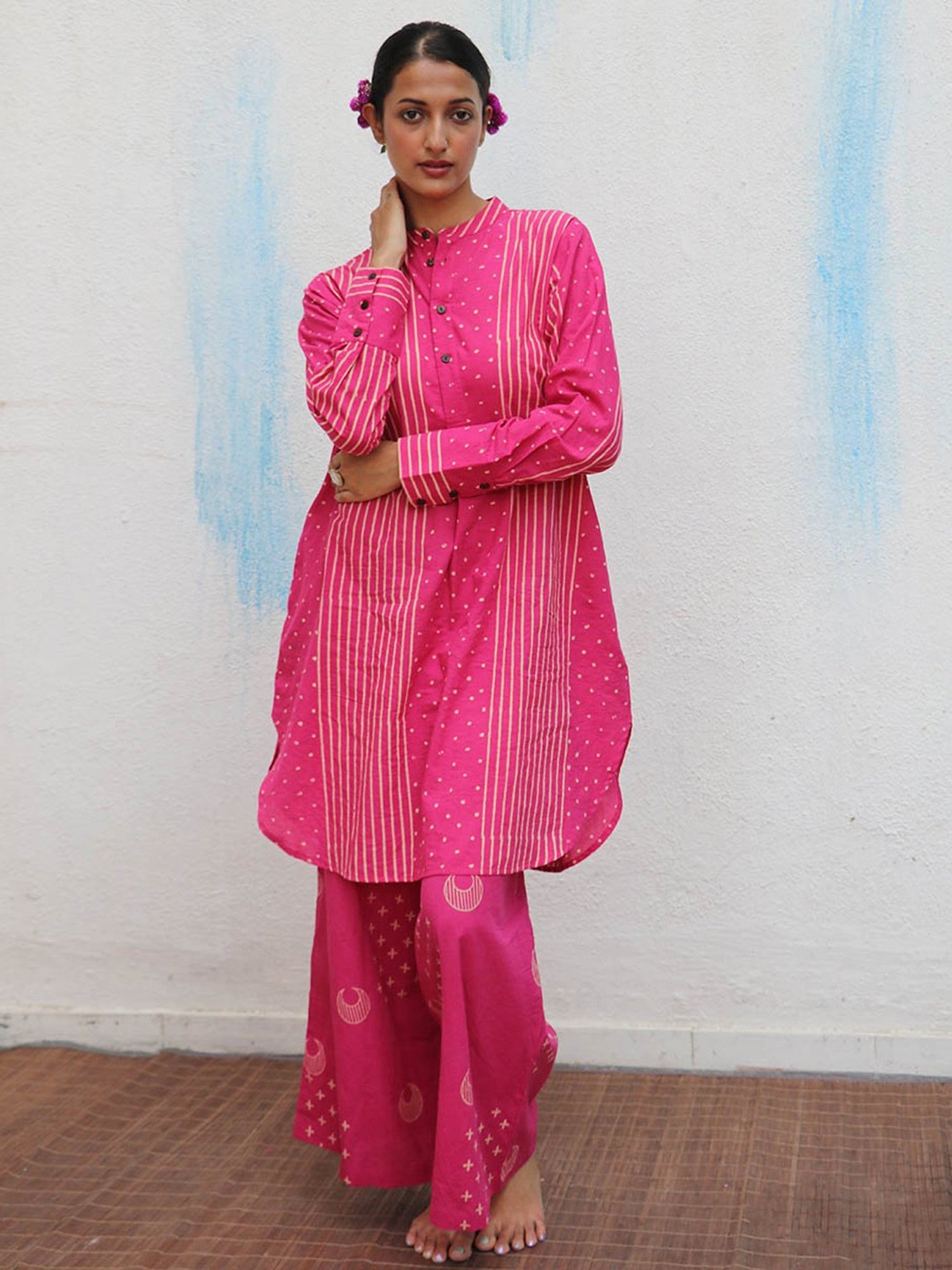 Chidiyaa Flower Girl Mrinali Blockprinted Cotton Kurta Set