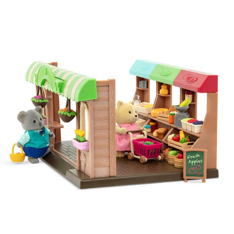 Li'l Woodzeez Store Playset with Toy Food 68pc - Hoppin' Farmers Market